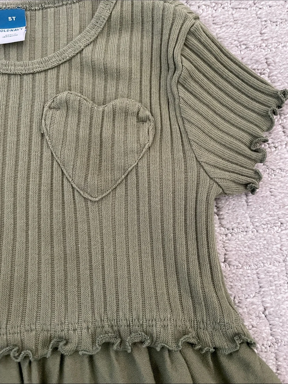 Old Navy Olive Green Ribbed Top Dress with Heart Pocket